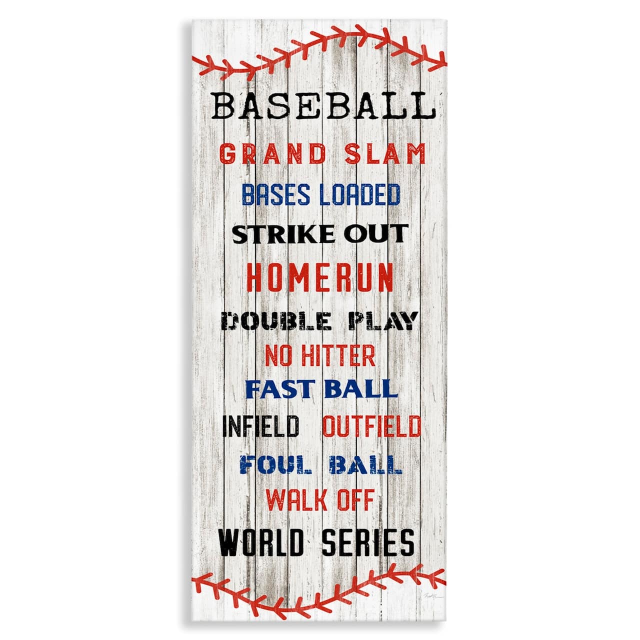 Stupell Industries Baseball Listed Phrases Sign Homerun Sports Strike Out Canvas Wall Art
